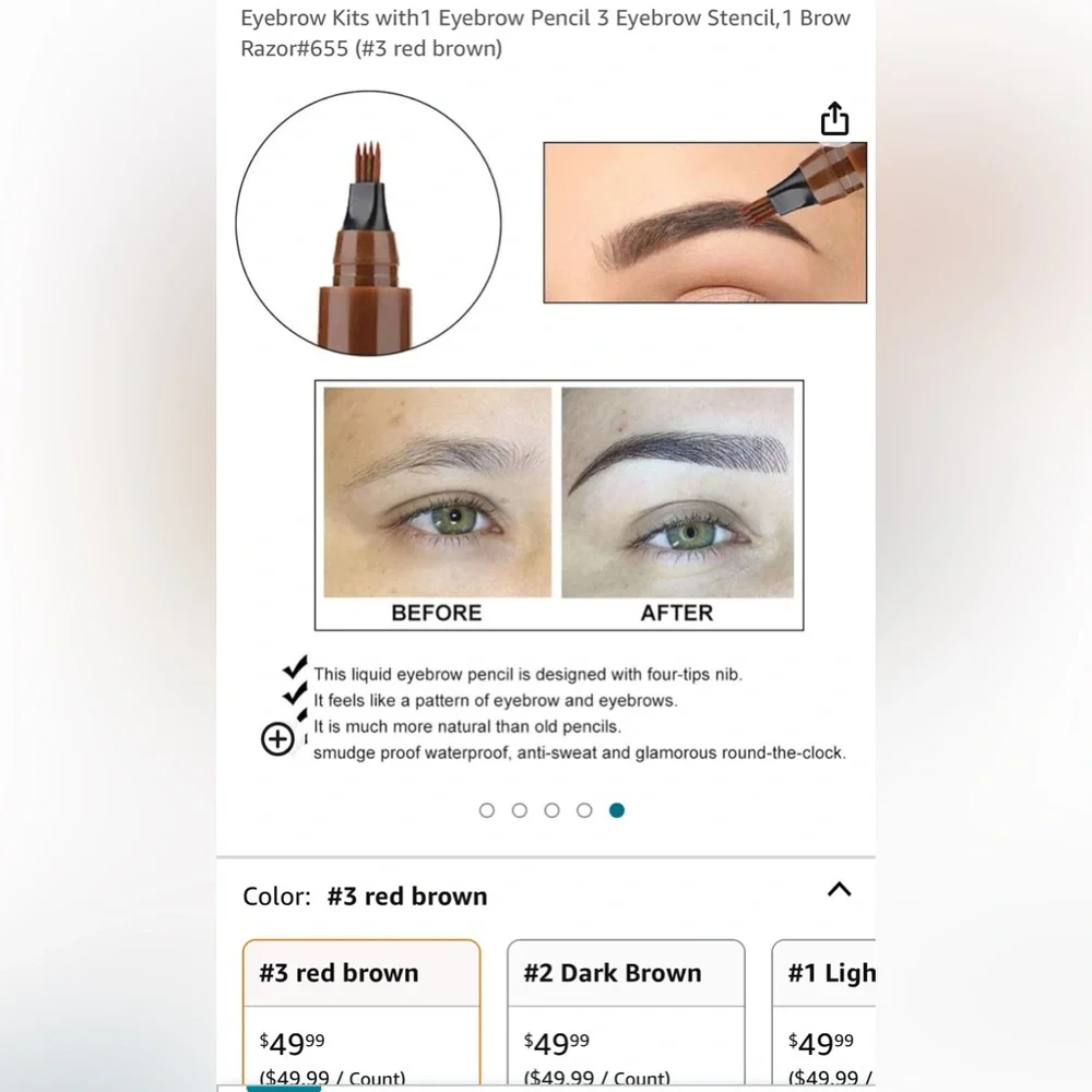 Eyebrow Kit, Eyebrow Pencil with 3 Eyebrow Stencils ,1 Brow Razor (red brown)